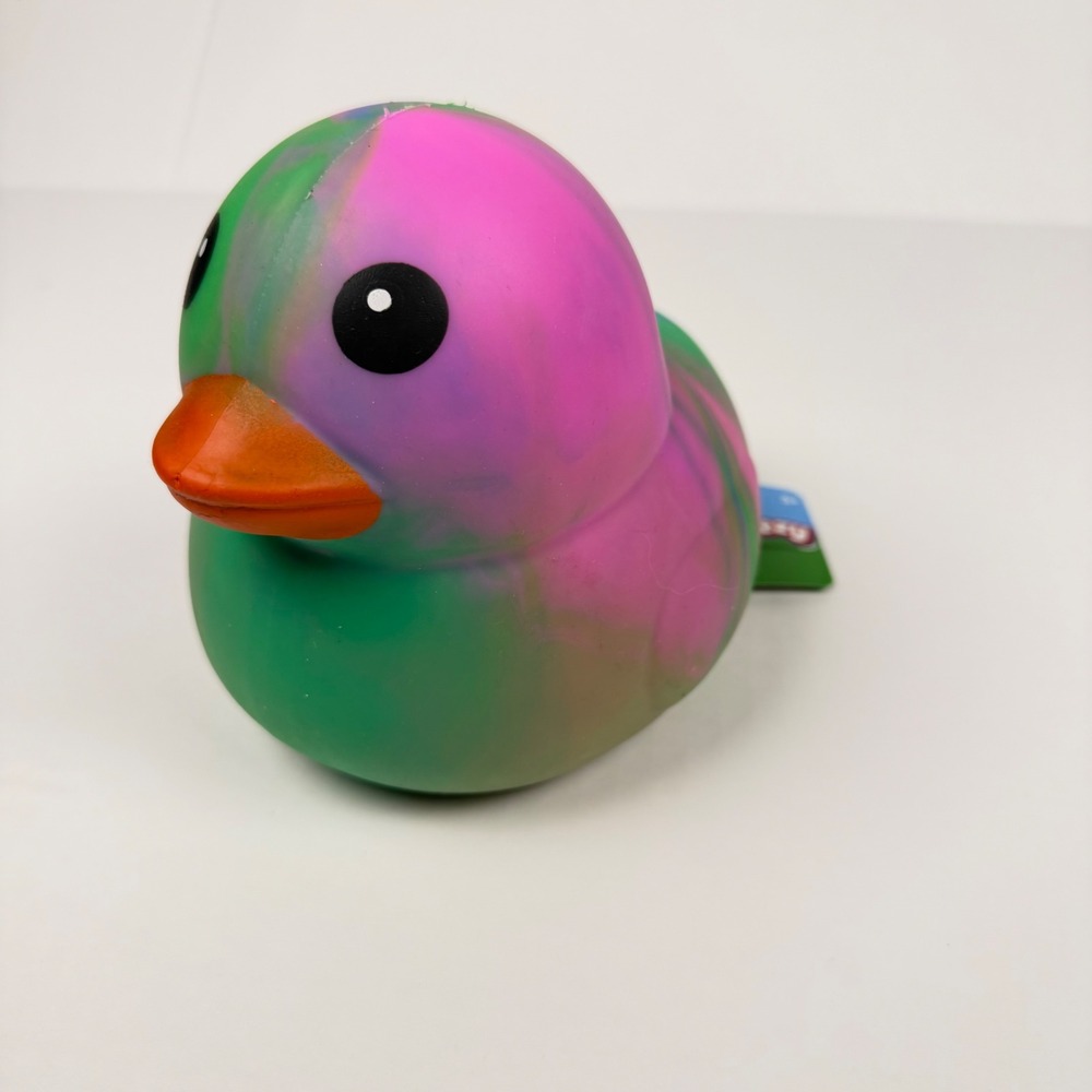 Squeezy Rubber Duck Sensory Toy Pink Green Blue Marble Swirl Fidget